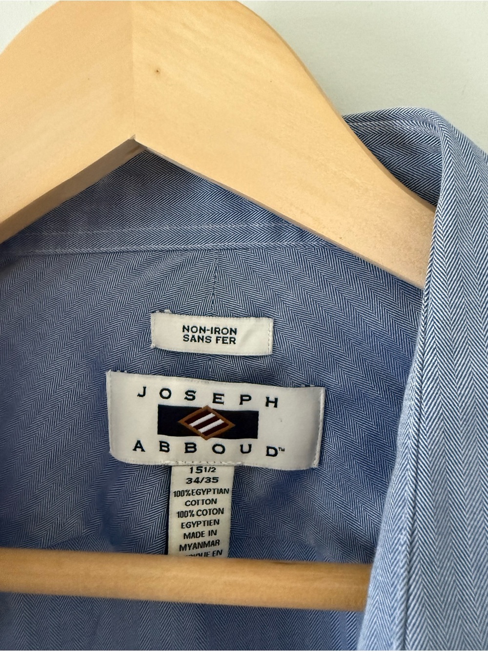 Joseph Abboud 100% Egyptian Cotton Light Blue Long-Sleeve Dress Shirt - Picture 4 of 4